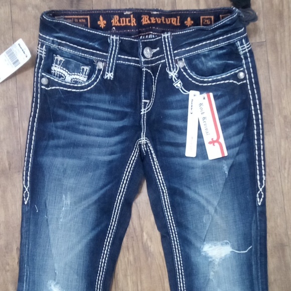 Rock Revival Women's 26 Dark Wash Straight Jeans NWT DEFECT - Picture 5 of 16